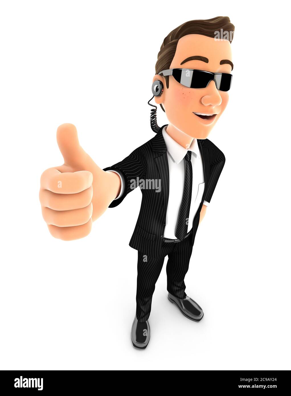 3d security agent standing with thumb up, illustration with isolated white  background Stock Photo - Alamy